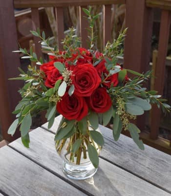 Red Rose Flower Bouquet with Scented Eucalyptus